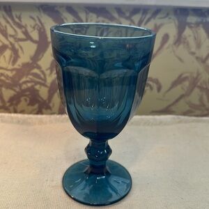 Vintage Libbey Gibraltar blue goblet 7”